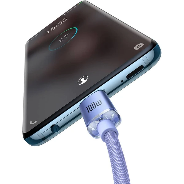 Baseus CAJY000705 Crystal Shine Series Dátový Kábel USB-C - USB-C 100W 2m Purple - Káble - Obrázok 5GRL100501