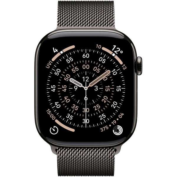 Apple Watch Series 11 Cellular (46mm) Bridlicovo šedý titán s bridlicovo šedým milánskym ťahom S/M - Inteligentné hodinky - Obrázok 5HQH000K01