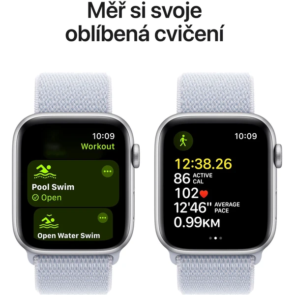 Apple Watch SE (2024) Cellular 44mm Strieborný hliník s oblačne modrým prevliekacím remienkom - Inteligentné hodinky - Obrázok 5JQ7000K01