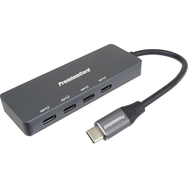 PremiumCord SuperSpeed ??4v1 USB-C Hub antracitový - USB huby - Hlavný obrázok