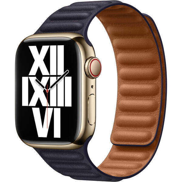 Apple Watch 41/40/38mm atramentovo fialový kožený ťah - S/M