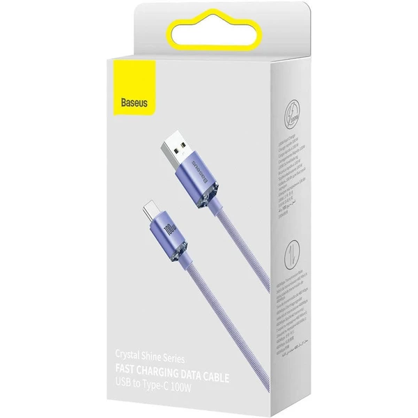 Baseus CAJY000405 Crystal Shine Series Dátový Kábel USB - USB-C 100W 1,2m Purple - Káble - Obrázok 5PRL100501
