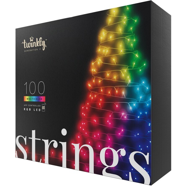 Twinkly Strings Multi-Color múdre žiarovky na stromček 100 ks 8m čierny kábel