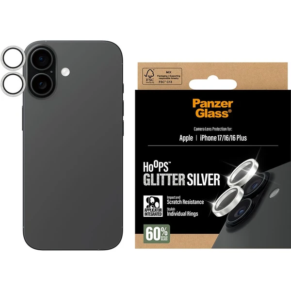 PanzerGlass® Hoops skla Apple iPhone 17/16/16 Plus trblietavo strieborné - Ochranné fólie a sklo - Obrázok 5YEH000K01