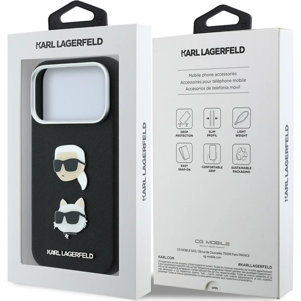 Karl Lagerfeld PU Semi Wrap Saffiano K&CH Heads kryt iPhone 18 Pro Max černý - Puzdra - Obrázok 5ad83a58aebd44b6b95ebcaf779e5ea7