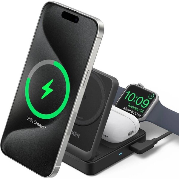Anker MagGo MagSafe 3v1 nabíjačka (15W) čierna
