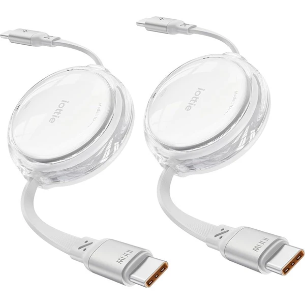 iOttie 100W Retractable samonavíjacie USB-C káble (2 ks) biele - Káble a redukcie - Hlavný obrázok