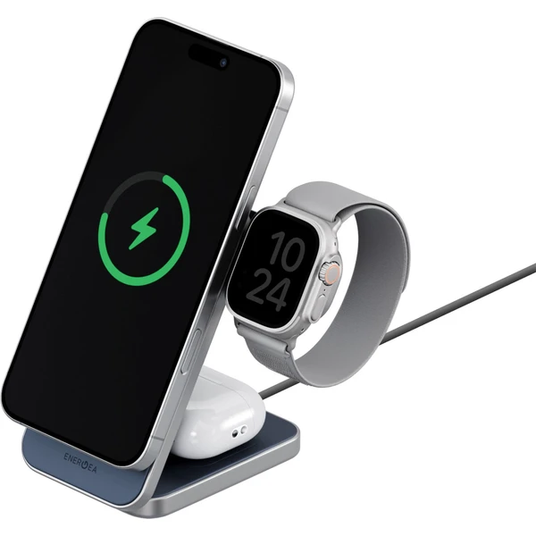 ENERGEA MagTrio Plus 3v1 Foldable (Qi2) MagSafe nabíjačka modrá - Nabíjačky - Hlavný obrázok