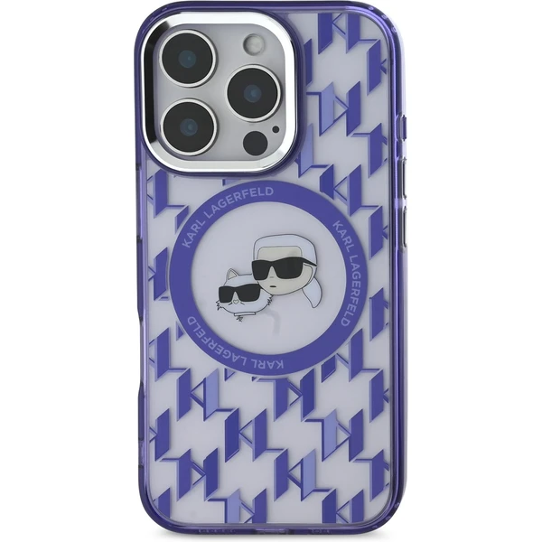 Karl Lagerfeld IML Monogram K&CH Heads MagSafe kryt pre iPhone 16 Pre Max fialový - Puzdra - Obrázok 5bae5ab24acf4e3fbc5d12200545535e
