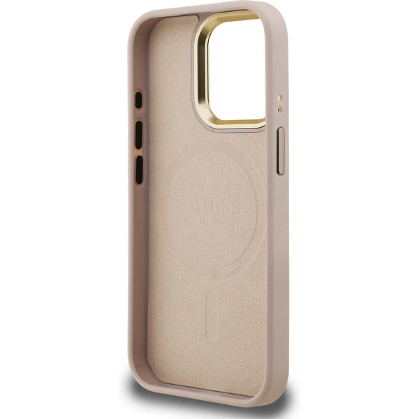 Guess PU 4G Strass Triangle Logo Stand Camera Frame MagSafe kryt iPhone 15 Pro Max ružový - Puzdra - Obrázok 5bb71c252e2c4369992c023f6453ec00