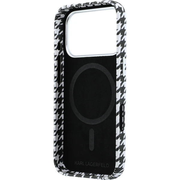 Karl Lagerfeld PU Houndstooth Resin Plate MagSafe kryt iPhone 17 Pro čierny - Puzdra - Obrázok 5c33fe26104d4e7a8a96558fbd001a44