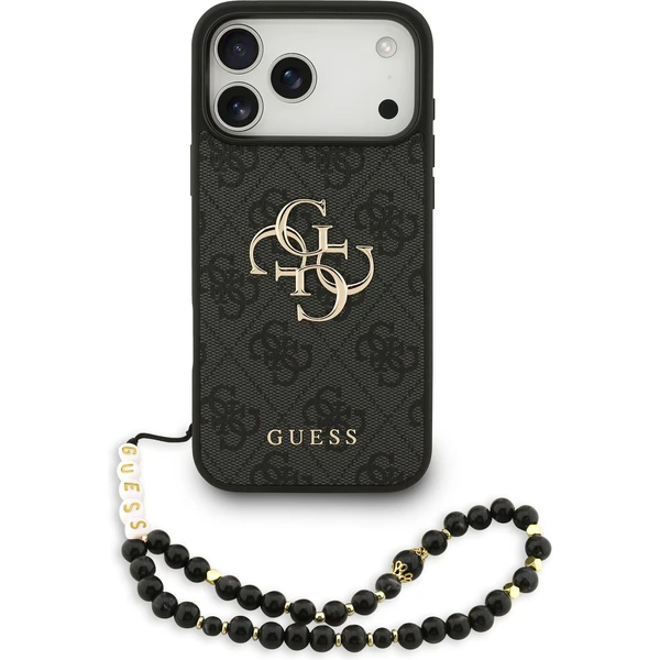 Guess PU 4G Metal Logo Strap kryt iPhone 17 Pro Max čierny - Puzdra - Hlavný obrázok