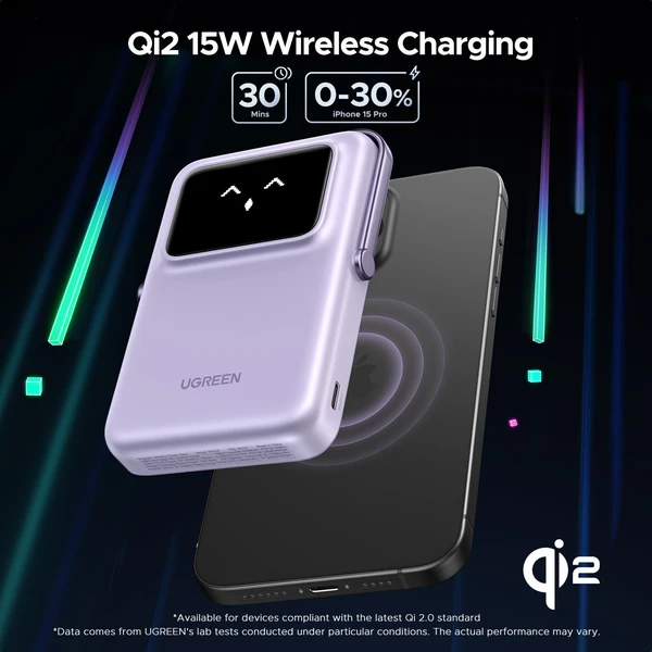 UGREEN Uno MagSafe/Qi2 Powerbanka so stojanom, 10000 mAh, 20W, fialová - Powerbanky - Obrázok 5c81ec5252e648c58cea5619946ffa2f