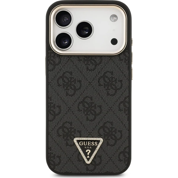Guess PU Leather 4G Strass Triangle Logo Gold Frame MagSafe Zadný Kryt pre iPhone 18 Pro Black - Puzdra - Obrázok 5cf7257c22704b5482b0bbfd05dba243