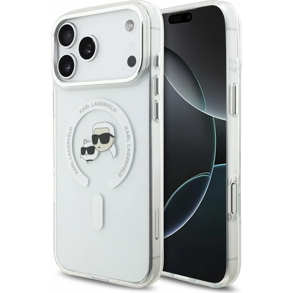 Karl Lagerfeld IML K&CH Heads Metal Frame MagSafe Zadný kryt pre iPhone 18 Pro Max White - Puzdra - Hlavný obrázok
