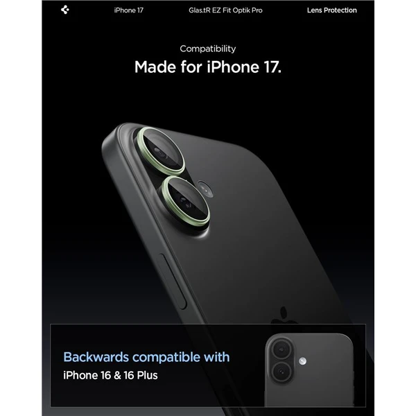 Spigen Glass TR EZ Fit Optik Pro skla iPhone 17 green (2 ks) - Ochranné fólie a sklo - Obrázok 5d309b0b9422421da56d36b4fbbf37c8