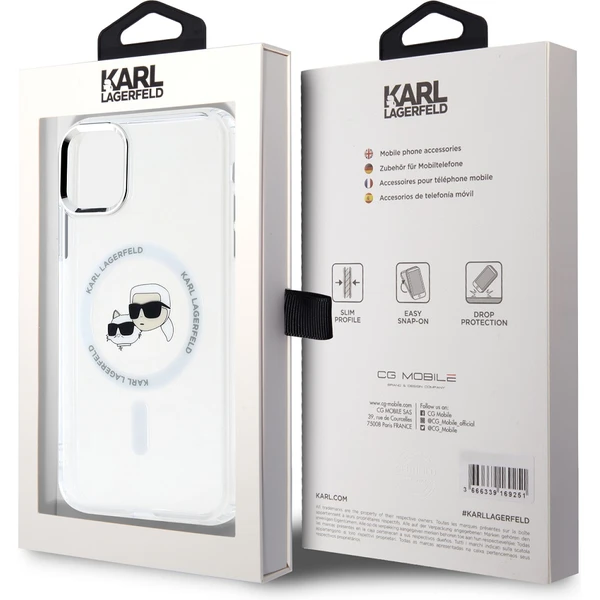 Karl Lagerfeld IML K&CH Heads Metal Frame MagSafe zadný kryt pre iPhone 11 číry - Puzdra - Obrázok 5db19b25713246abac9ef4e46fada9e8