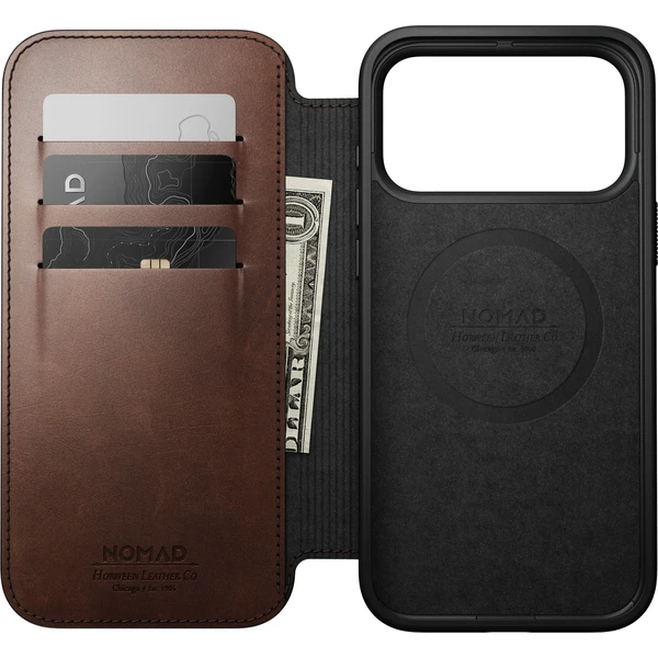 Nomad Modern Leather Folio (Horween) MagSafe kožené puzdro iPhone 18 Pro Max Rustic Brown - Puzdra - Obrázok 5dbcd8fae1504f6e9425983c537da470