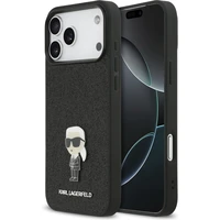 Karl Lagerfeld Fixed Glitter Metal Ikonik kryt iPhone 17 Pro Max čierny - Puzdra