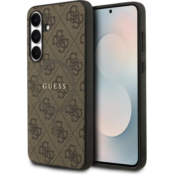E-shop Guess PU Leather 4G Colored Ring MagSafe Zadný Kryt pre Samsung Galaxy S25 FE hnedý