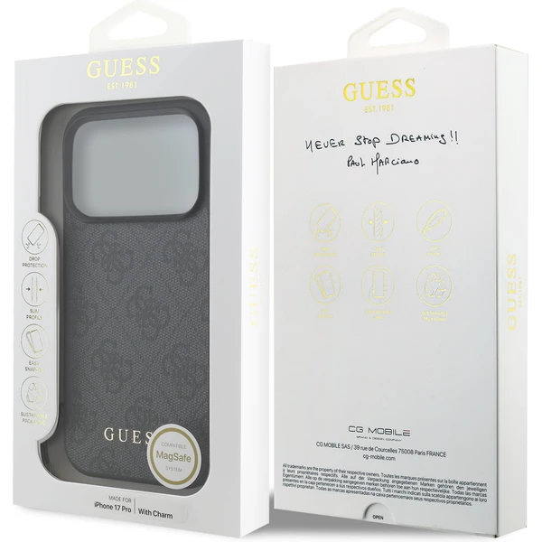 Guess 4G Charm kryt iPhone 17 Pro sivý - Puzdra - Obrázok 5e641a41393347de98177d319ee8b6f6