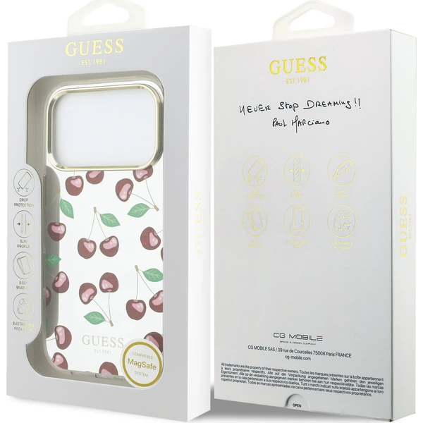 Guess PC/TPU zrkadlový trblietavý kryt Cherry MagSafe na iPhone 17 Pro - Puzdra - Obrázok 5eda2a1b4f184809b7159dd5c4512ff5