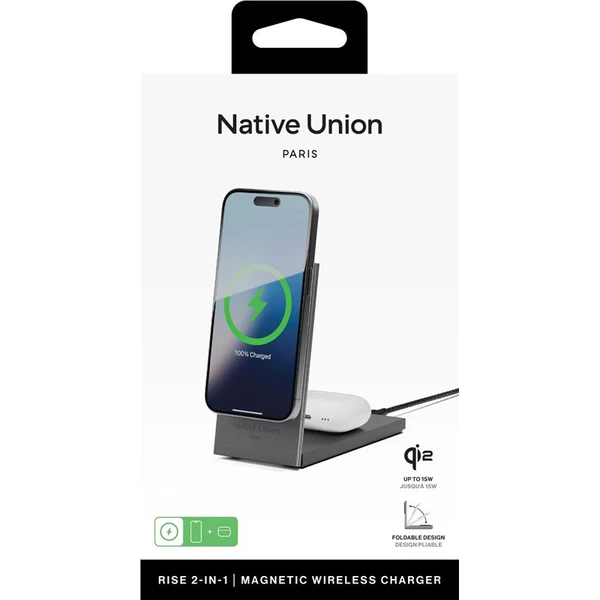 Native Union Rise 2v1 Qi2 (MagSafe) bezdrôtová nabíjačka čierna - Nabíjačky - Obrázok 5ee8e49d249a4b5988adad3a31a93430