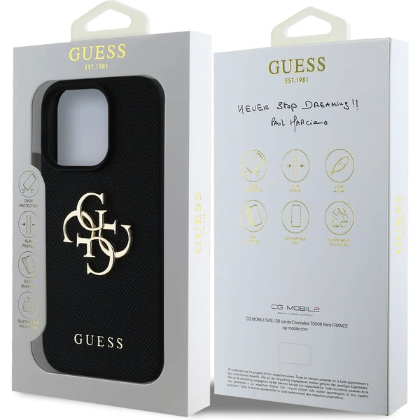 Guess PU Grained 4G Metal Logo kryt iPhone 15 Pre čierny - Puzdra - Obrázok 5fb431714d48459aaaca9391e88d0b11
