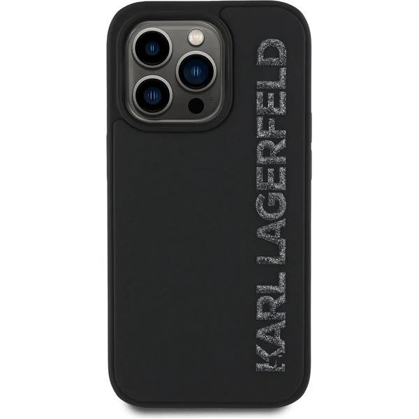 Karl Lagerfeld 3D Rubber Glitter Logo kryt iPhone 14 Pre čierny - Puzdra - Obrázok 603a749e551a4f4b842f3a28eeb5315b