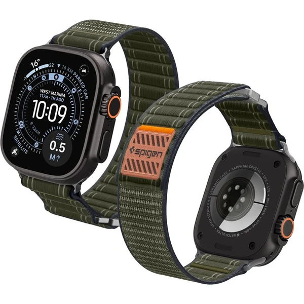 Spigen Fabric Band remienok (suchý zips) Apple Watch 49/46/45/44mm zelený - Remienky - Hlavný obrázok