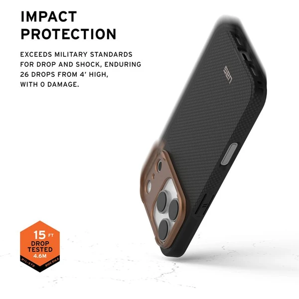 UAG Fibr Armr MagSafe kryt iPhone 17 Pro kevlar čierny/bronzový - Puzdra - Obrázok 6048f9073b2c4391bb087ef8e883d8cd
