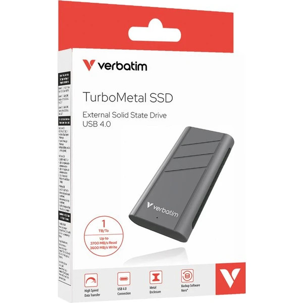 Verbatim TurboMetal SSD 1TB USB4 šedá - SSD - Obrázok 606S000K01