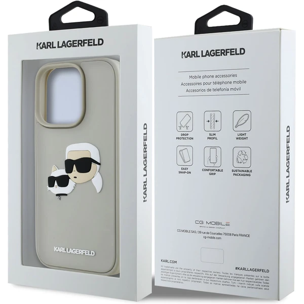 Karl Lagerfeld 3D Rubber Double Heads kryt iPhone 16 Pre béžový - Puzdra - Obrázok 606a98f49dfc45fa80174e6d27a9fecd