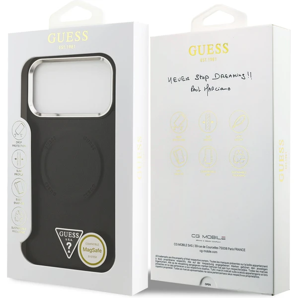 Guess PU Leather Triangle Logo MagSafe kryt iPhone 17 Pro čierny - Puzdra - Obrázok 6092f6492ed1483f9e79a883320d4c57