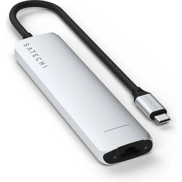 Satechi 7v1 USB-C Slim viacportový adaptér s Ethernetom strieborný - USB huby - Obrázok 60OC000J01