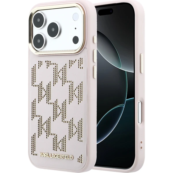 Karl Lagerfeld PU Perforated Monogram MagSafe Zadný Kryt pre iPhone 17 Pro Max Pink - Puzdra - Hlavný obrázok