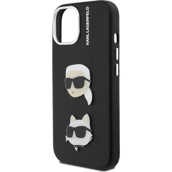 Karl Lagerfeld Grained PU K&CH Heads kryt iPhone 15 čierny - Puzdra - Obrázok 60ec4b05671544be810e3fdd7a23288d