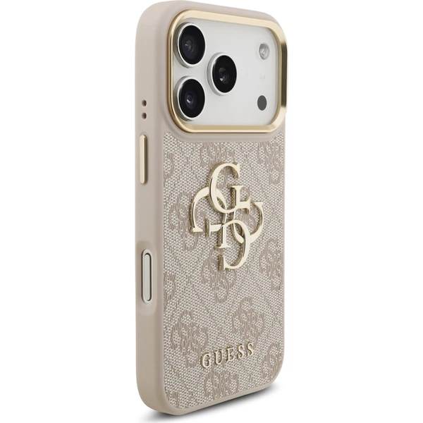 Guess PU Leather 4G Metal Logo Gold Frame Zadný Kryt pre iPhone 18 Pro Pink - Puzdra - Obrázok 6181d2623a5342a48a30f9eb4788eef2