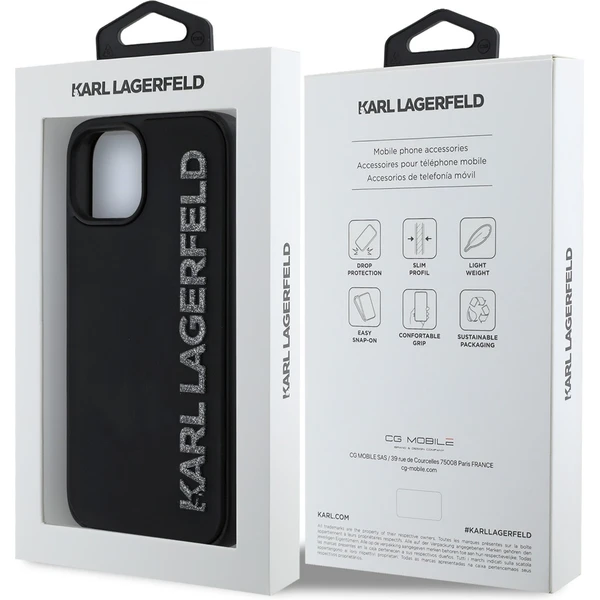 Karl Lagerfeld 3D Rubber Glitter Logo kryt iPhone 13 čierny - Puzdra - Obrázok 61876c65bde4470382b6f2938c56841d