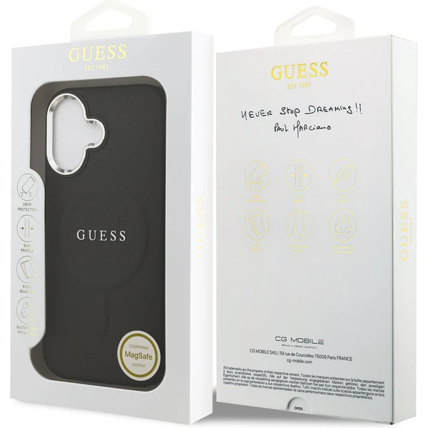 Guess PU Saffiano MagSafe kryt iPhone 17 čierny - Puzdra - Obrázok 619b0b4fb9b340dea89c9d9eb4045eaf