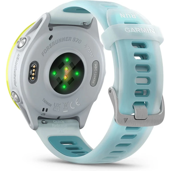 Garmin Forerunner 570 47 mm žltá hliníková luneta s bielo-tyrkysovým polopriehľadným remienkom - Inteligentné hodinky - Obrázok 61LG000J01