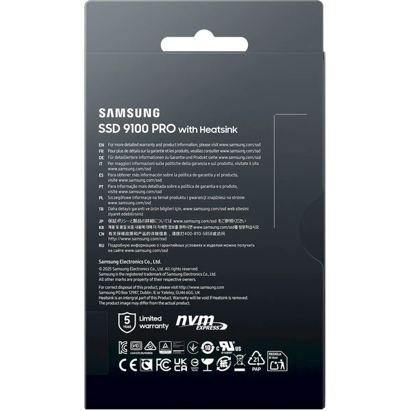 Samsung 9100 PRO Heatsink SSD M.2 – 2TB - SSD - Obrázok 61QF000N01