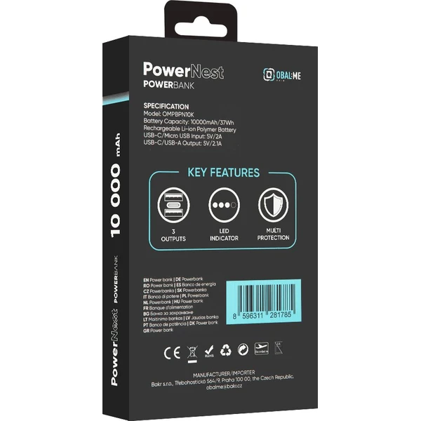 OBAL:ME PowerNest Powerbanka 10000mAh čierna - Powerbanky - Obrázok 61a85a4a3bab48a395a9597efea63957