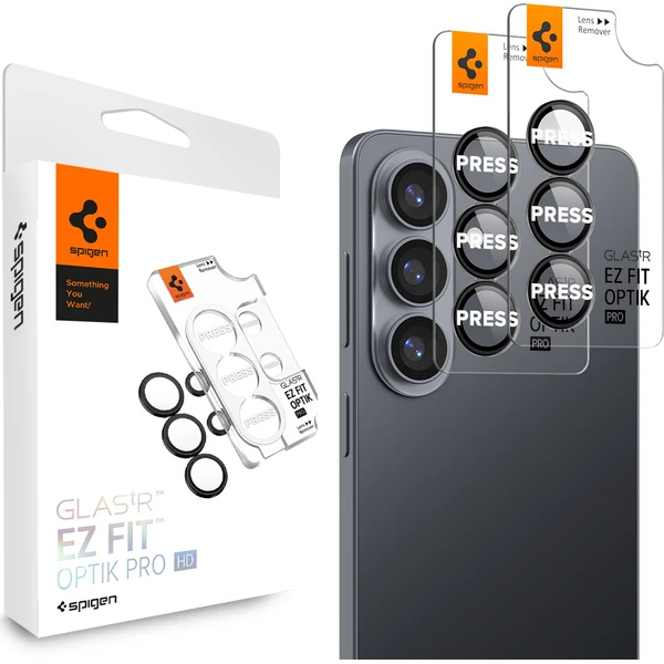 Spigen Glass tR EZ Fit Optik Pro HD skla na fotoaparát Samsung Galaxy S26+ čierna (2 ks) - Ochranné fólie a sklo - Hlavný obrázok