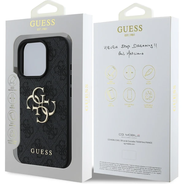 Guess PU 4G Metal Logo kryt pre iPhone 16 Pro Max sivý - Puzdra - Obrázok 61f44cb5054e46d3aba5c45d9f460253