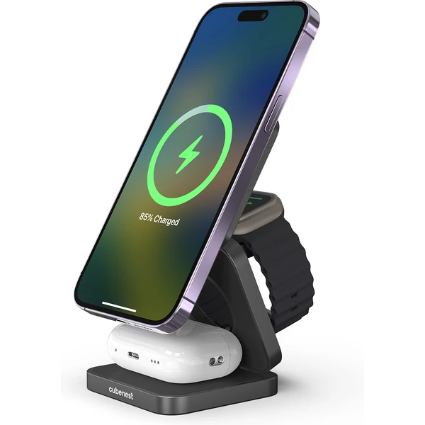Cubenest S312 Pro 3v1 MagSafe bezdrôtová nabíjačka čierna - Nabíjačky - Obrázok 62J6000601