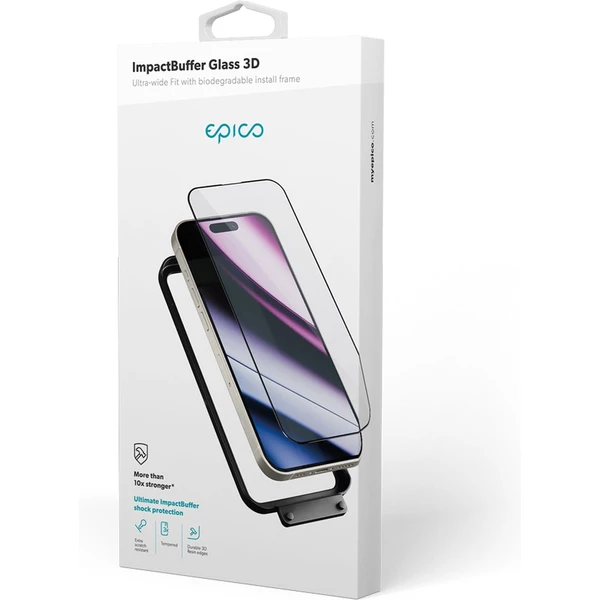 Epico ImpactBuffer tvrdené sklo 3D pre iPhone 16 Pro s inštalačným rámčekom - Ochranné fólie a sklo - Obrázok 62L7000K01