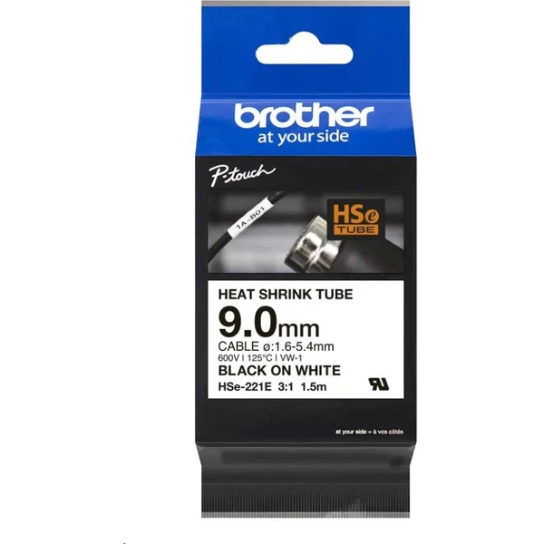 Brother HSE221E zmršťovacia bužírka čierna na bielom 9 mm - Pásky pre štítkovače - Obrázok 62b10ec450ed4847aee63aaa6d40b43f