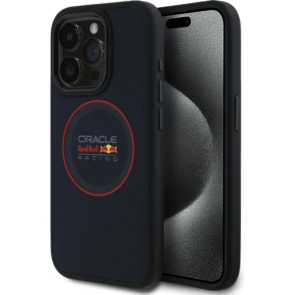 Oracle Red Bull Racing PU Leather Red Ring MagSafe kryt iPhone 15 Pre modrý - Puzdra - Hlavný obrázok