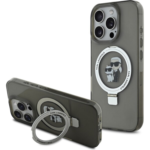 E-shop Karl Lagerfeld Ringstand Karl and Choupette MagSafe kryt pre iPhone 16 Pre čierny
